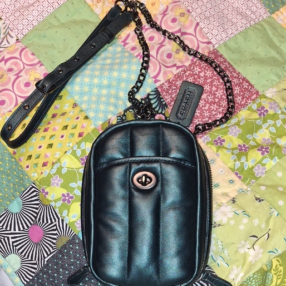 Coach Special Edition "Quilties" Metallic Green Leather Mini Bag